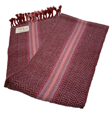 ATRIUM Scarf Burgundy Pink Purple Chevron Pattern 100% Alpaca Knit Size 8'' x 54''