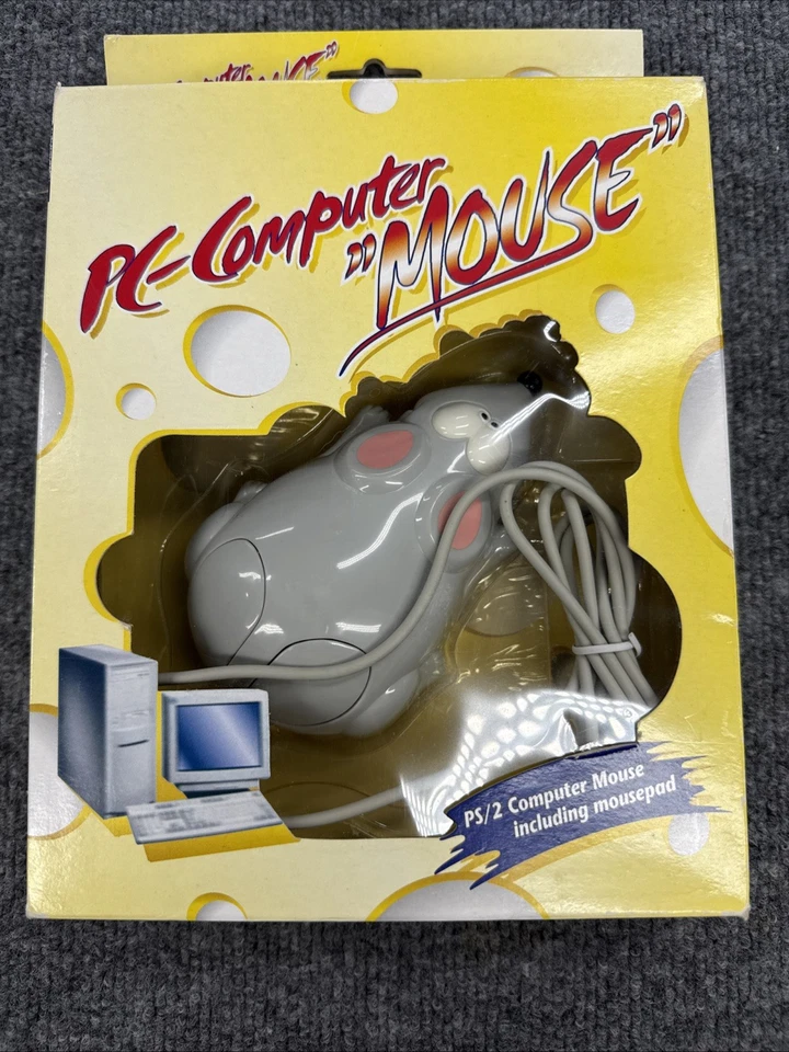 Vintage PC Computer “Mouse” PS/2 Wired Mouse Gray NEW in Box w/ Mousepad - Image 2 of 4
