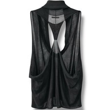 SARAH PACINI RARE JAPANESE ASYMMETRICAL TUNIC MINI OPEN BACK BLACK DRESS SZ 2