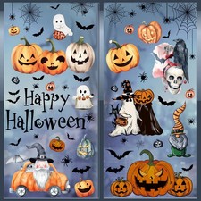 102Pcs Halloween Window Clings, Pumpkin Bat 5 to 10 inch, Pumpkin-102pcs