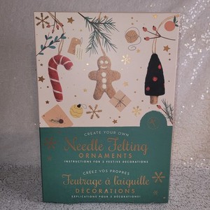 Needle Felting Kit Christmas Ornaments Gingerbread Man, Candy Cane, Tree