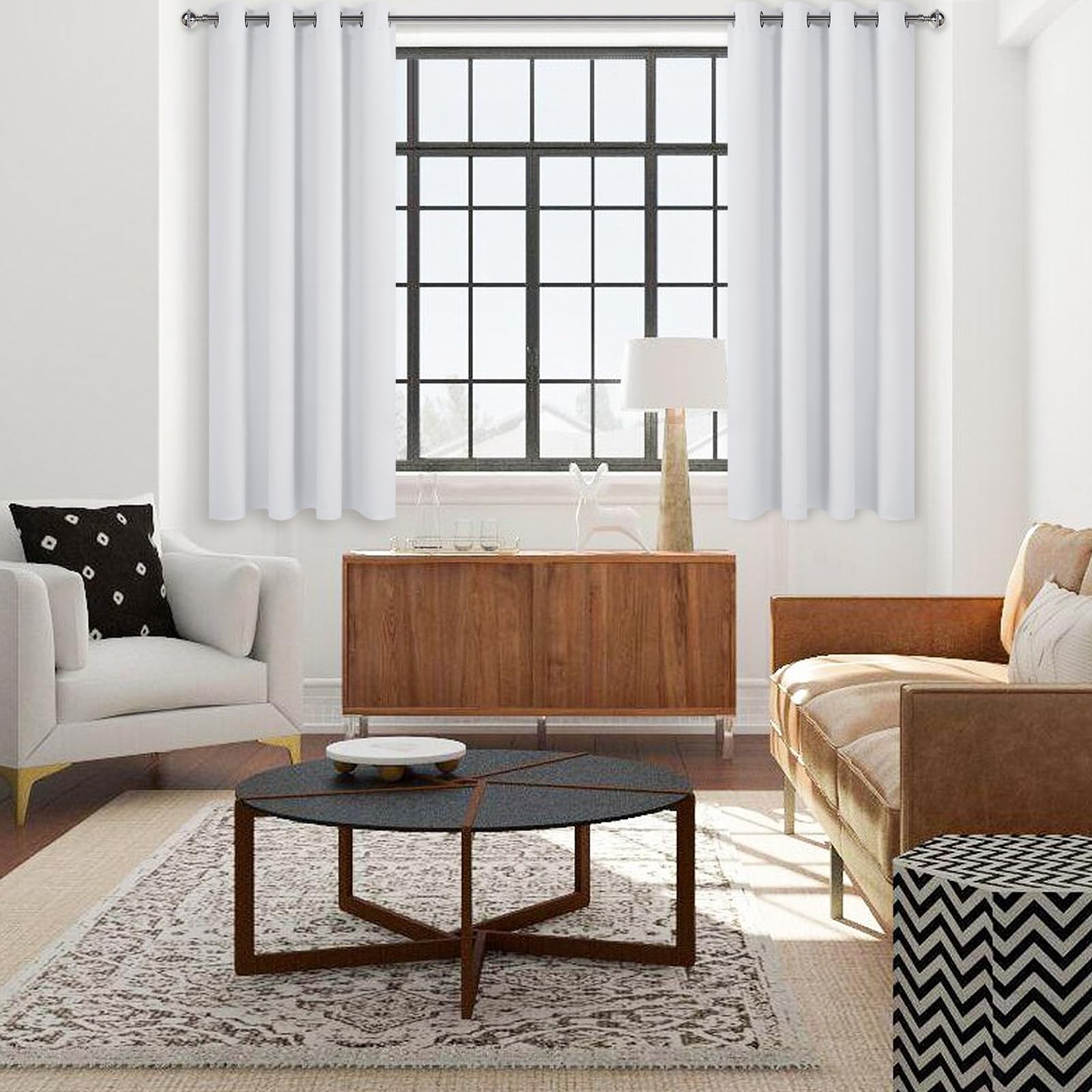 DWCN Thermal Curtains 38"x45" Greyish White Blackout Panels Living Room 2-Pack