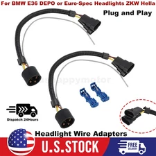 For BMW E36 DEPO Euro-Spec Headlight ZKW Hella Harness Wire Adapter Plug & Play