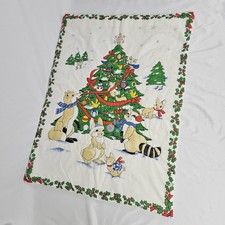 Vintage Baby Crib Qilted Christmas Blanket Handmade Wall Hanging Decor 29x38