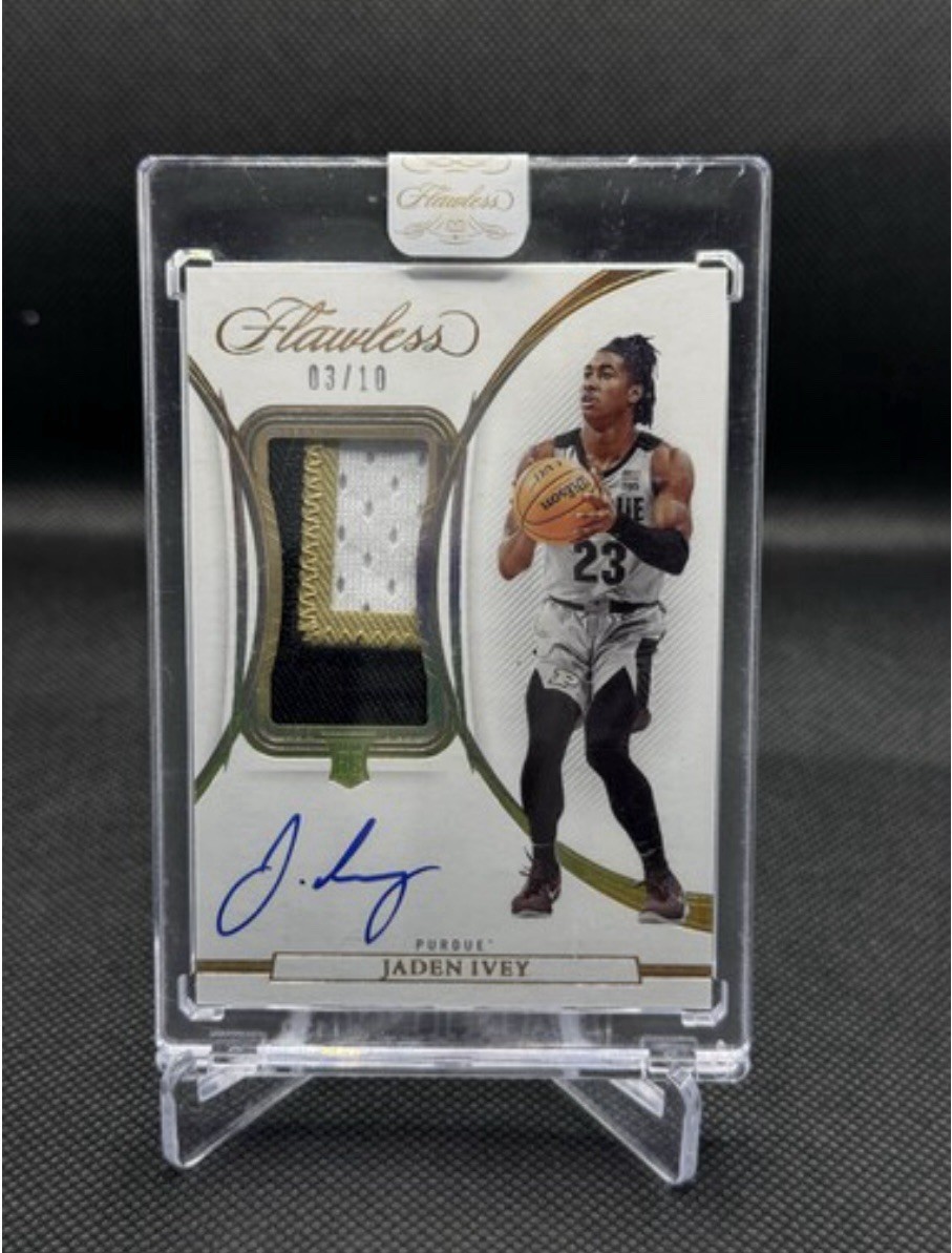 2022-23 Panini Flawless Collegiate Jaden Ivey Gold On-Card RPA /10