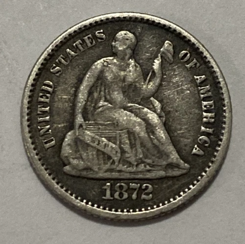1872 Seated Liberty Half Dime 5c Exact Coin Imaged #SL102