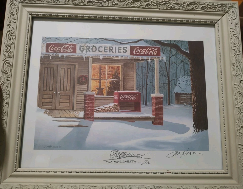 Jim Harrison Framed Print Signed & Re-marked 1996 Christmas & Coca-Cola In  Snow - Image 4 of 4