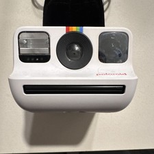 Polaroid Go Instant Camera, White Body with Rainbow Stripe Design