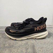 Hoka One One Clifton 9 Sneakers Women's Size 8B Black/Rose Gold 1127896 Running