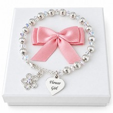 Flower Girl Braclet with High Quality Fluted Beads Crystals, Wedding Jewellery