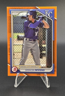#ad 2024 Bowman Chrome Prospects Spencer Nivens #BCP 37 Orange Refractor 25 RC $12.49