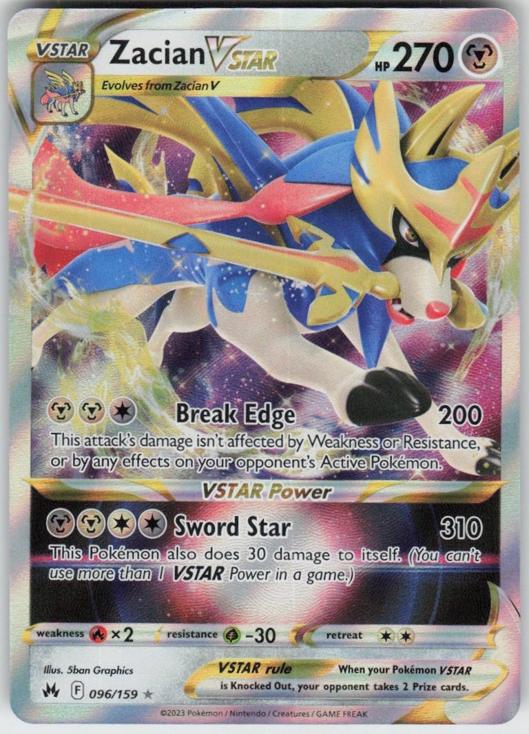 Zacian VSTAR 096/159 VSTAR Rare Crown Zenith Near Mint