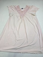 Vintage Shadowline Pink Lace Trim Nightgown Womens Size M/L Short Sleeve