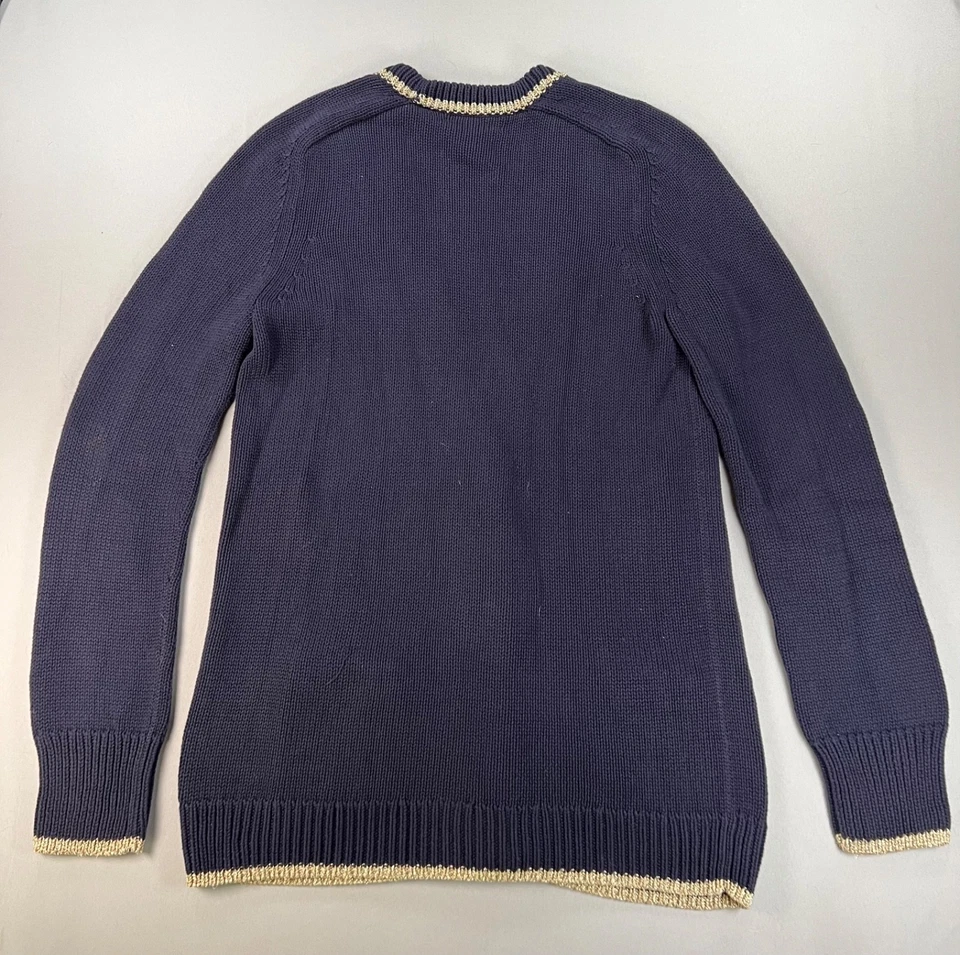 Suéter Cárdigan Juicy Couture Y2K Azul Marino/Dorado Abotonado Cuello en V (Talla L) Precio de venta sugerido por el fabricante $218 Foto 2 de 4