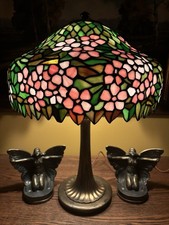 Handel Slag Glass Leaded Antique Lamp Arts Crafts Bradley Hubbard Pairpoint Era