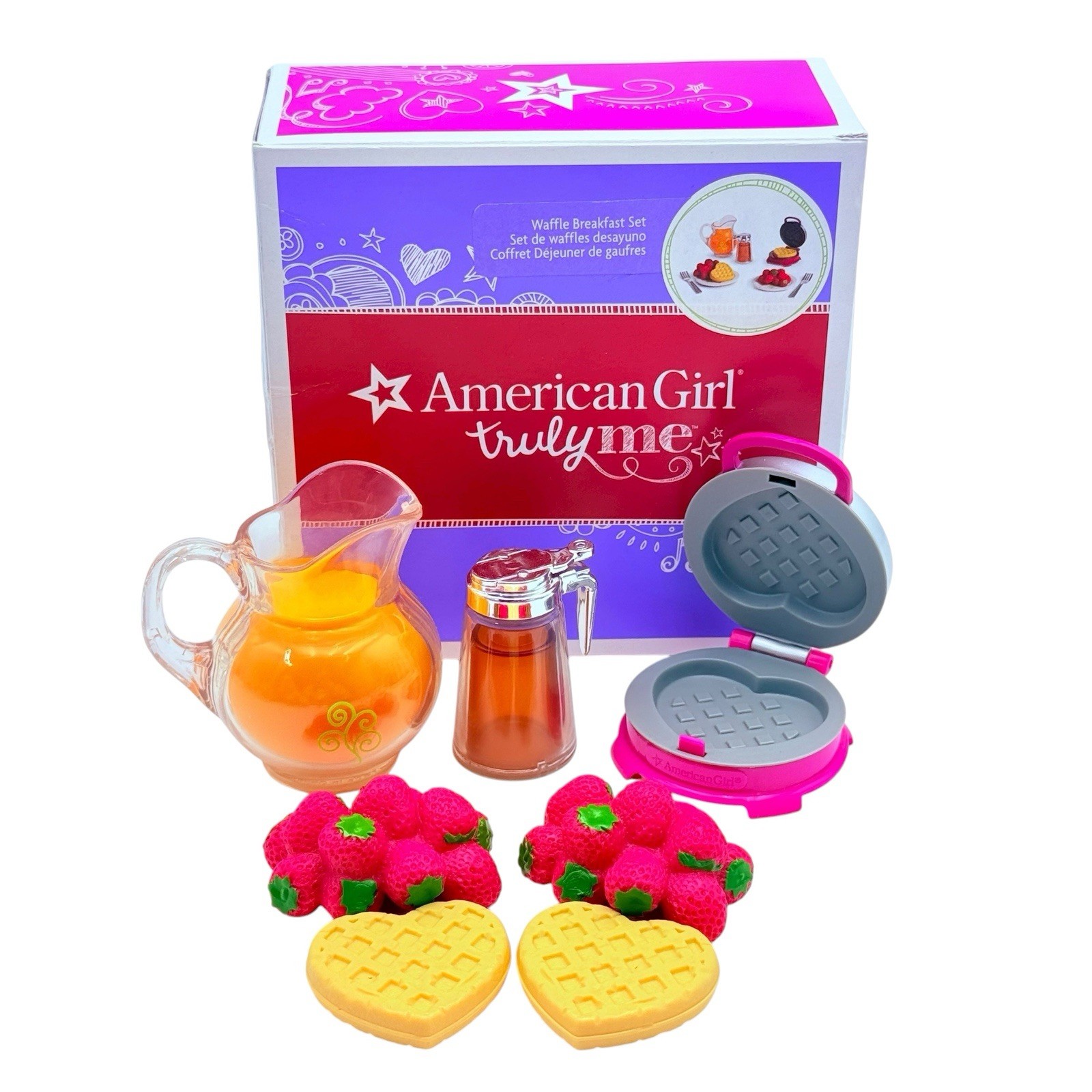 American Girl Truly Me Waffle Breakfast Set Heart Waffles Berries Juice Syrup