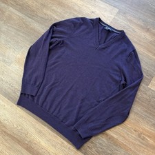 Jos A Bank Purple Tailored Fit 100 Merino Wool V Neck Pullover Sweater Sz XXL