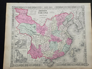 1863 Johnson Atlas Antique Map China Korea Taiwan Tibet Asia 100% Genuine