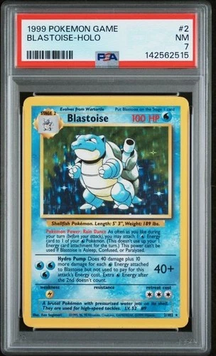 Pokemon 1999 Blastoise #2 Base Set Holo PSA 7