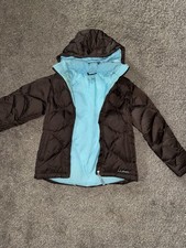 LL Bean Puffer Jacket Kids Youth Small 8 Brown Hooded Down Coat