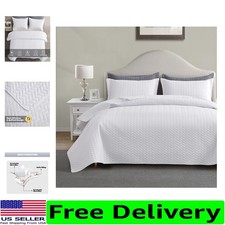 Breathable All-Season Twin Quilt Set with Chevron Pattern - Easy Care Microfiber