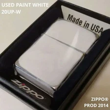 Zippo 2014 Used White Paint US Army Oil Lighter Brass Chrome Collectible