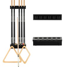 Pool Cue Rack Stick Holder Wall Mount Billiards Solid Oak Hardwood 6 Cues
