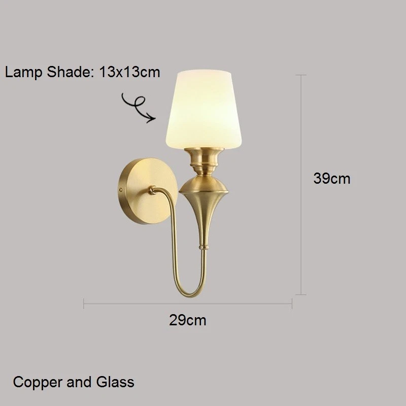Bedroom Wall Lamp Copper Home Wall Light Hallway Wall Lights Indroor Wall Lamps - Image 2 of 4