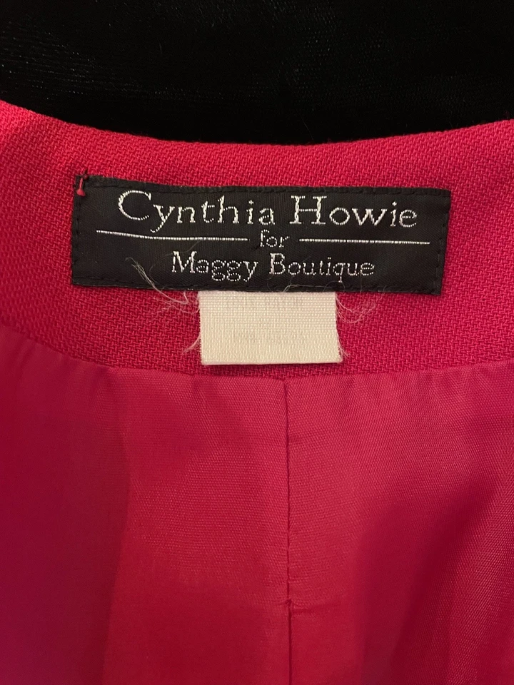 Cynthia Howie 2pc Red Suit with Black Velvet Collar and Long Skirt Size 8 - Image 2 of 4