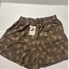 Easel Olive Green Floral Eyelash Jacquard Elastic Waist Shorts EB41338 Womens M