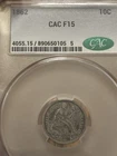 1862 Seated Liberty Dime CACG F15 Nice Civil War Date CAC