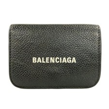 BALENCIAGA Cash Mini Wallet 593813 Black Leather - Trifold Wallet