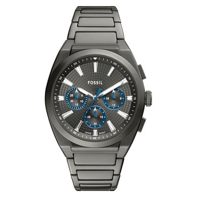 Fossil FS6107 Everett Chronograph Grau Edelstahl 44 mm   Herrenuhr Sport 44 mm  