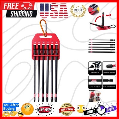 Long Impact Bit Set, T15-T40 TORX, 6-Inch Length, 6-Piece,Industrial Strength...