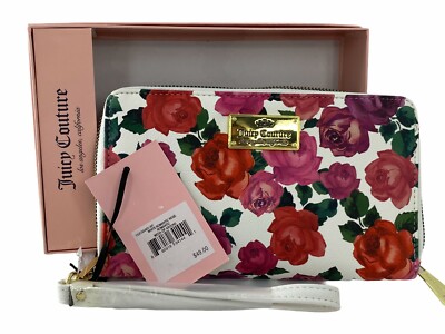 Juicy Couture Wristlet Clutch Wallet Romantic Rose Mega Zip