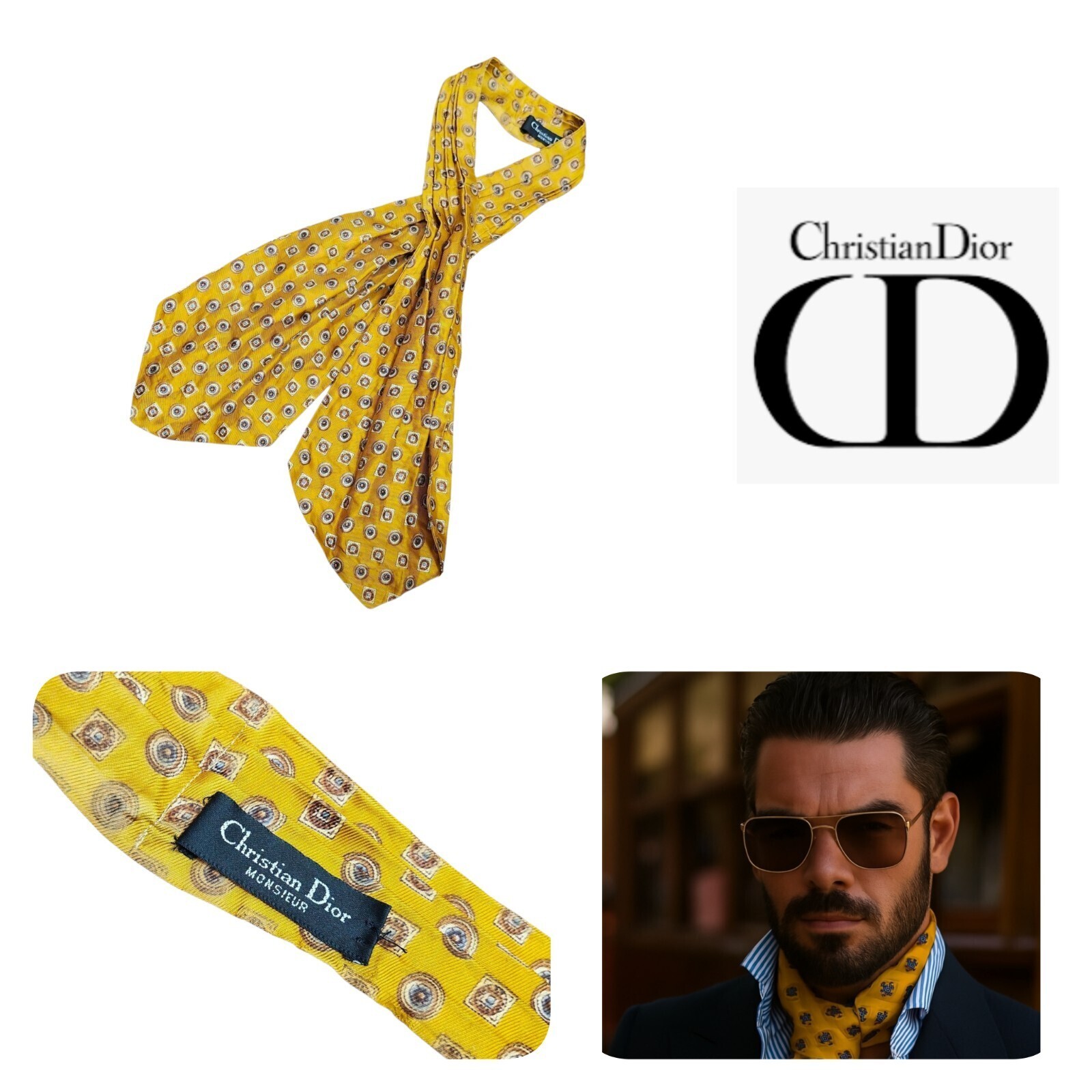 Christian Dior Vintage Tie Scarf Made in Italy thumbnail 10