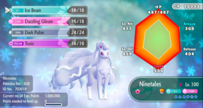 Pokemon Let's Go Pikachu/Eevee 6IV Max AV Shiny Alolan Ninetales