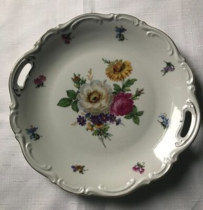TIRSCHENREUTH Bavaria Germany Double Handled Plate "Meissen Floral" match