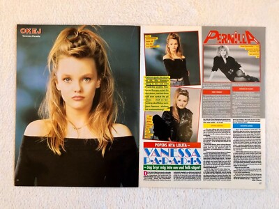 VANESSA PARADIS 1987 Clipping Poster Swedish magazine Okej Vintage