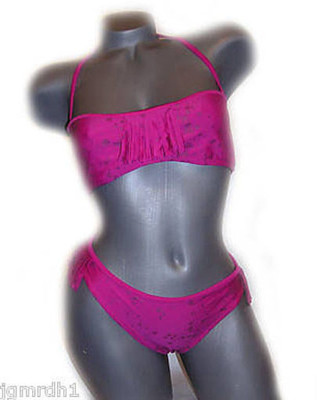 NWT WET SAMBA fringed Bikini Swimsuit bandeau Brazil fuschia sexy strapless S