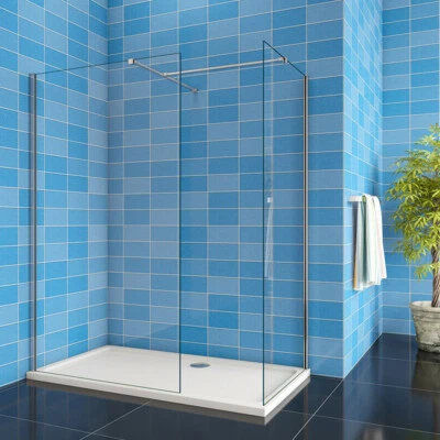 AICA Walk in Shower Screen&Tray Wet Room Enclosure End Panel NANO 8mm EasyClean Glass