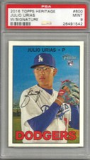 2016 Topps Heritage Julio Urias W/ Signature PSA 9
