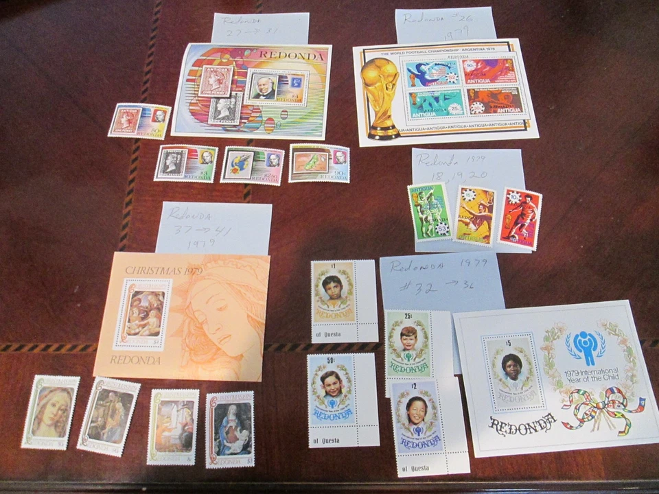 LOTE de Estampillas y Hojas de Recuerdo Redonda Antigua 1979-1980 MNH.  Scott # 1-46 Foto 2 de 4