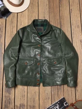 Italian Vegetable Tanned Goatskin Cossack Lapel Vintage Genuine Leather Jacket