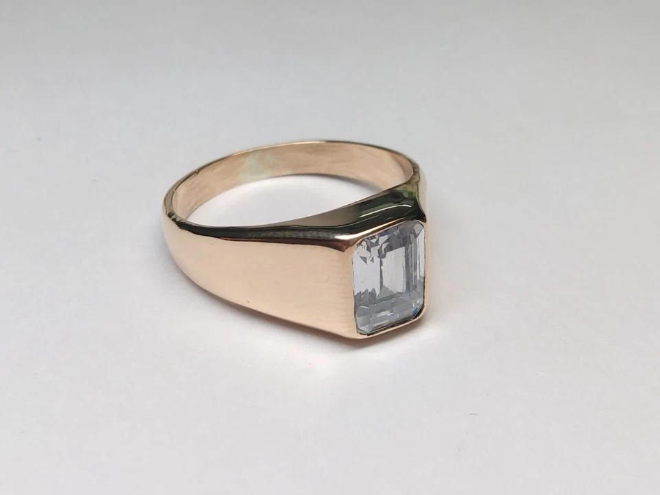 Anillo perfecto de sello de aguamarina de laboratorio en cobre hecho a mano con propiedades calmantes Foto 2 de 4