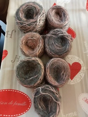Lot de 7 Pelotes Fantaisies Tons Vieux Roses et Gris Foncés (460g) - Photo 1/4
