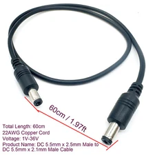 DC Power 5.5mm x 2.5mm Male To 2.1mm Male Adapter Cable CCTV Surveillance Camera