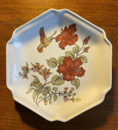 Hexagonal Hummingbird Plate. Japan. Beautiful!
