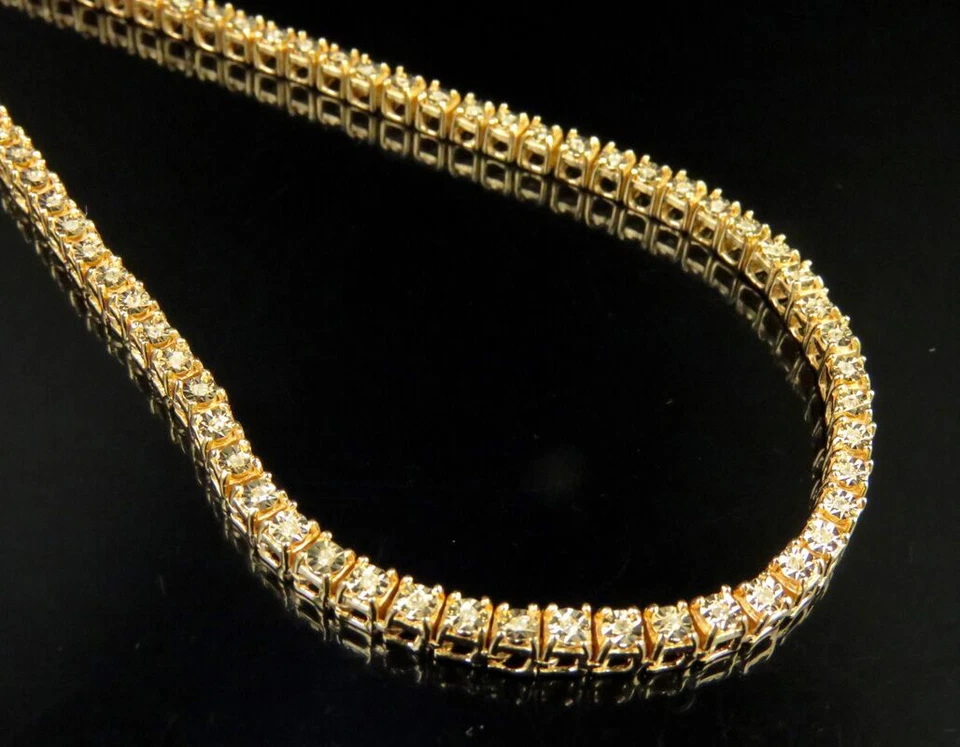 Cadena de collar Fanook de diamantes reales enchapados en oro rosa de una fila 26" 3/4 quilates 3 mm Foto 4 de 4