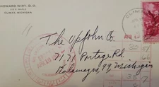 CLIMAX MICHIGAN to Kalamazoo UPJOHN Stamped Postal D.O. Doc History COVER 1955 